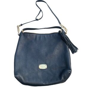Michael Kors Black Leather Hobo Bag with Tassel (not authentic)